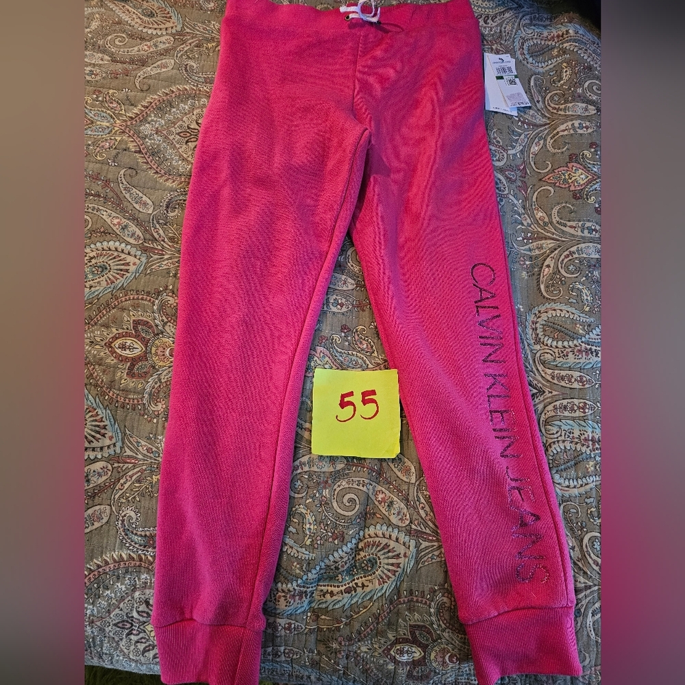 Girls Calvin Klein Pink Sweat Pants Size Large NWT